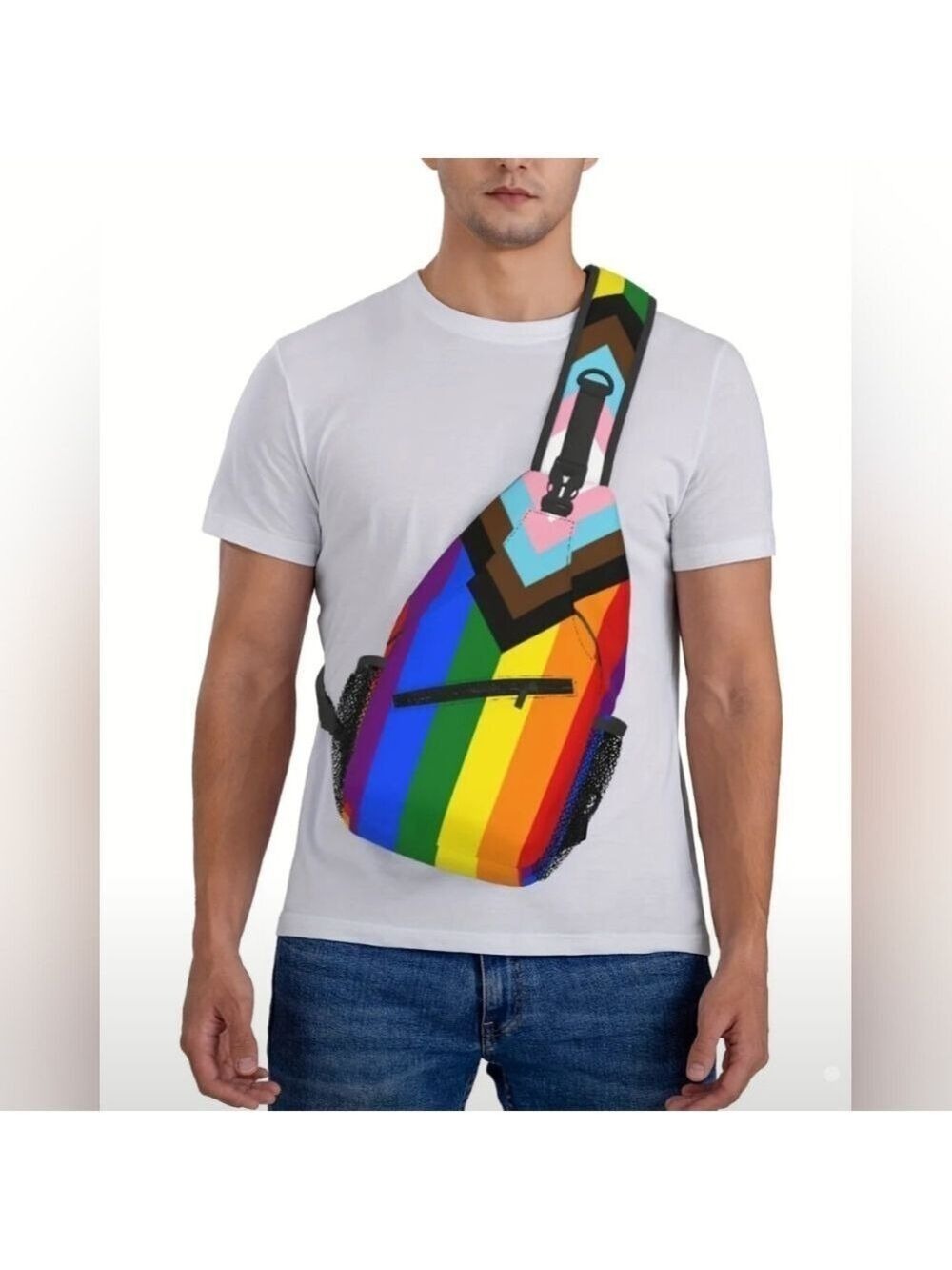 🌈 Progress Pride Pattern Chest Bag - Picture 6 of 9